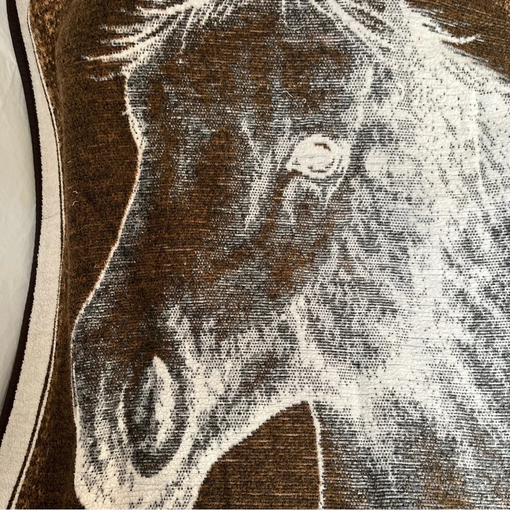 Vintage Biederlack Equestrian Horse Blanket Reversible Throw 70x52 USA FLAWED